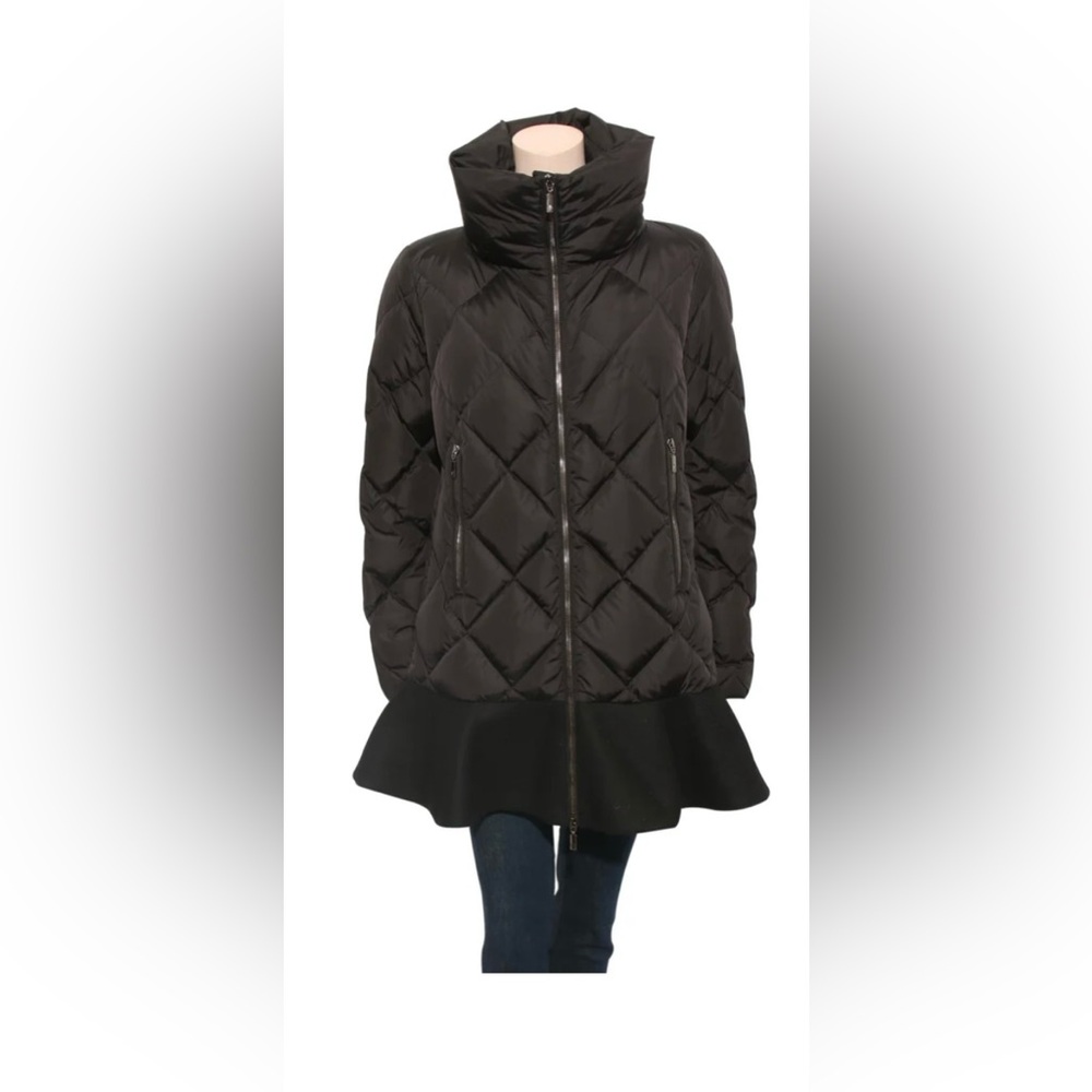 NWOT Moncler Voulgan ruffle hem black down puffer jacket sz 1 S